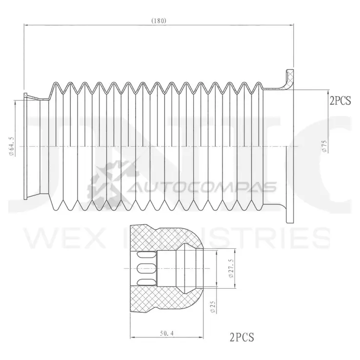 Комплект пыльник и отбойник (2 шт.) UNIO WZT7AJ R DUC-50010 1441315125