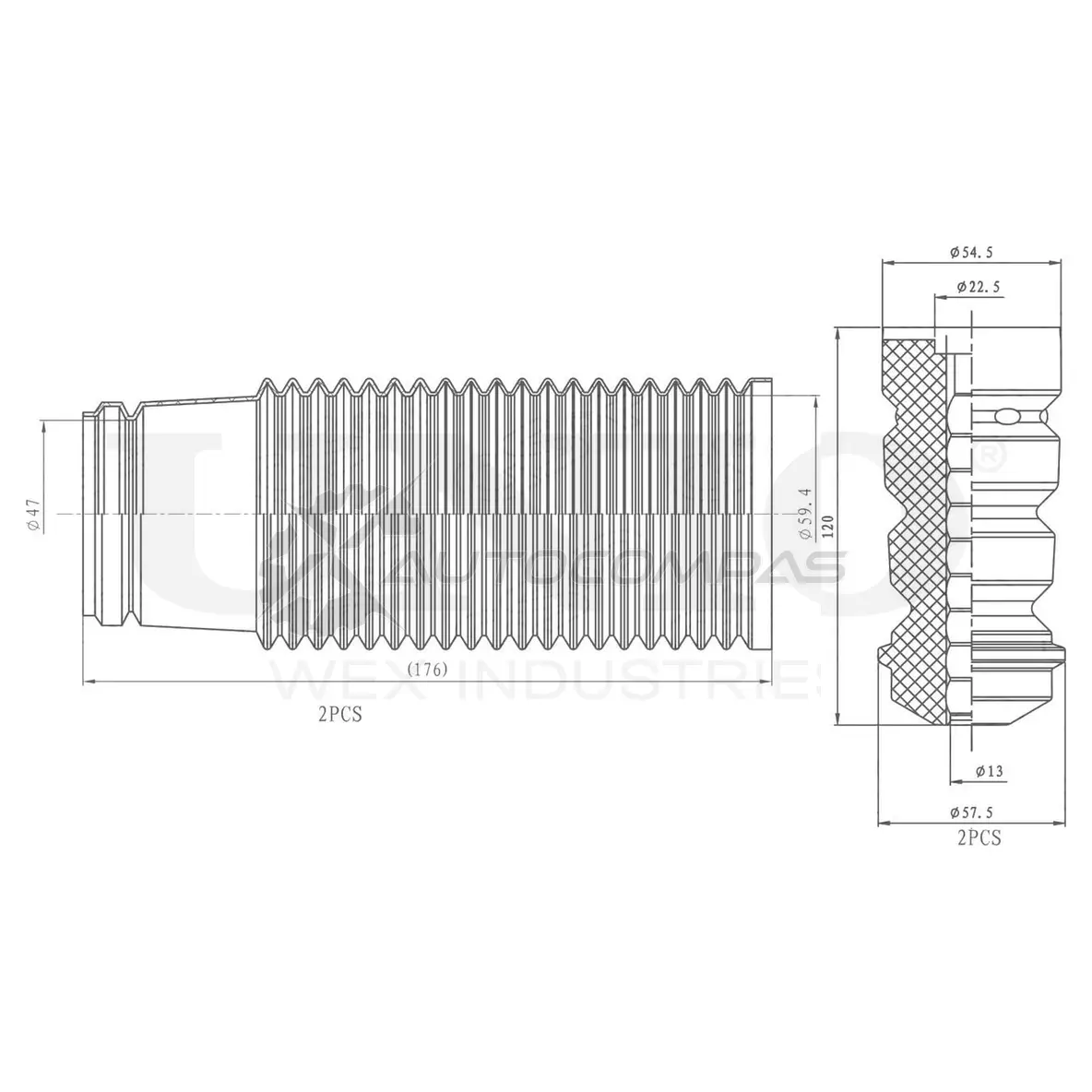 Комплект пыльник и отбойник (2 шт.) UNIO J9SC9 XX DUC-50026 1441315136