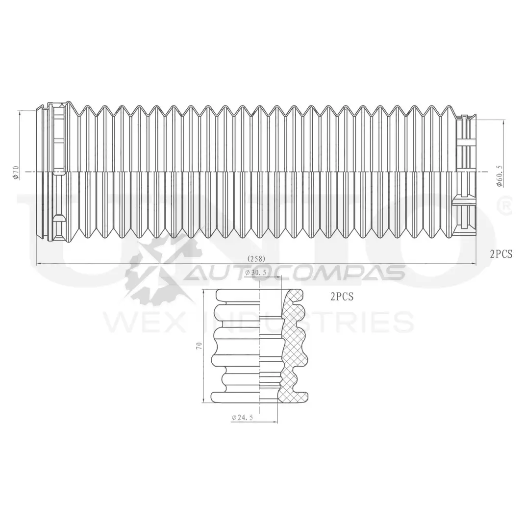 Комплект пыльник и отбойник (2 шт.) UNIO 1441315148 DUC-50041 WCC SR57