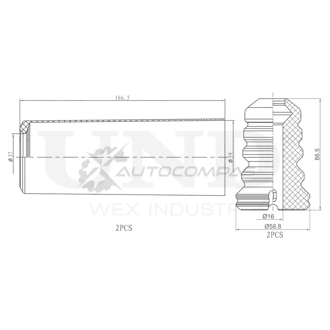 Комплект пыльник и отбойник (2 шт.) UNIO DUC-50064 1441315150 S O3G2H