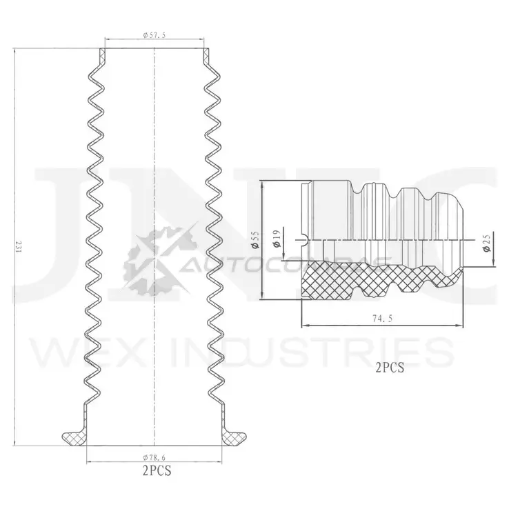 Комплект пыльник и отбойник (2 шт.) UNIO 1441315153 DUC-50046 21N KJP