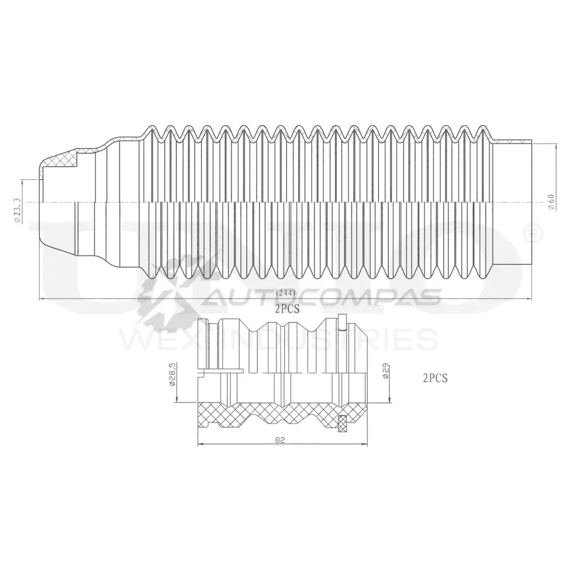 Комплект пыльник и отбойник (2 шт.) UNIO BU28 M DUC-50017 1441315155