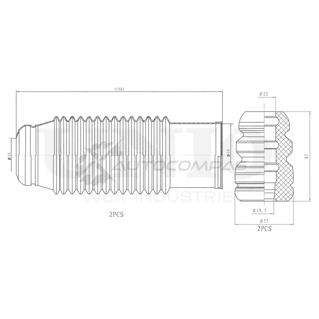 Комплект пыльник и отбойник (2 шт.) UNIO 1441315159 DUC-50028 TX 52B0