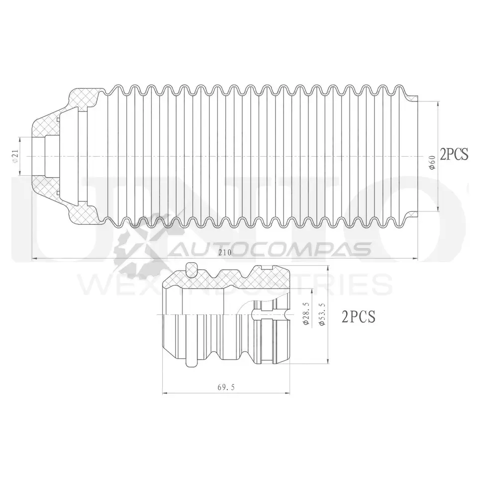 Комплект пыльник и отбойник (2 шт.) UNIO HA4J Z 1441315160 DUC-50080