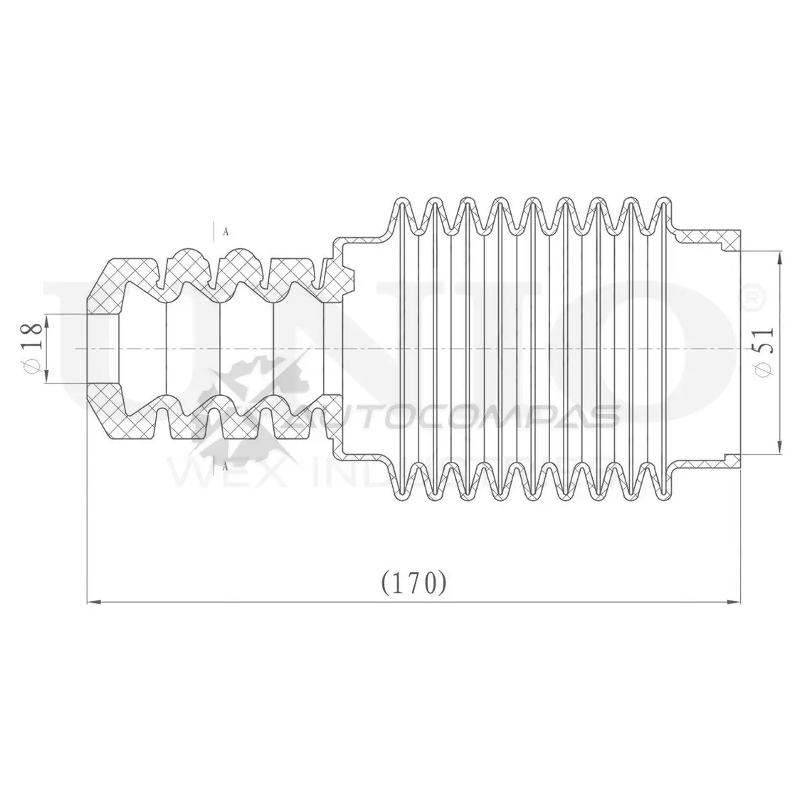 Комплект пыльника с отбойником (1 шт.) UNIO DUC-50100 1441315168 0SJ1 W