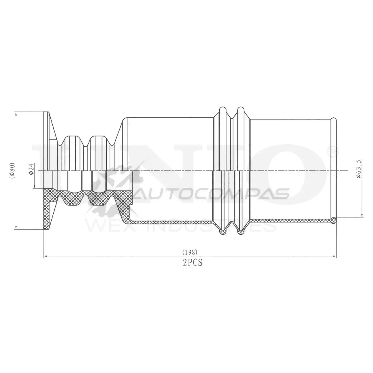 Комплект пыльника с отбойником (2 шт.) UNIO DUC-50068 1441315174 JYXY 1U
