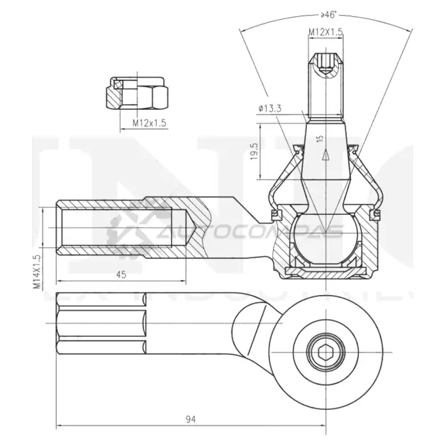 Наконечник рулевой левый UNIO SSP-10161 1441315420 K MBZEPM