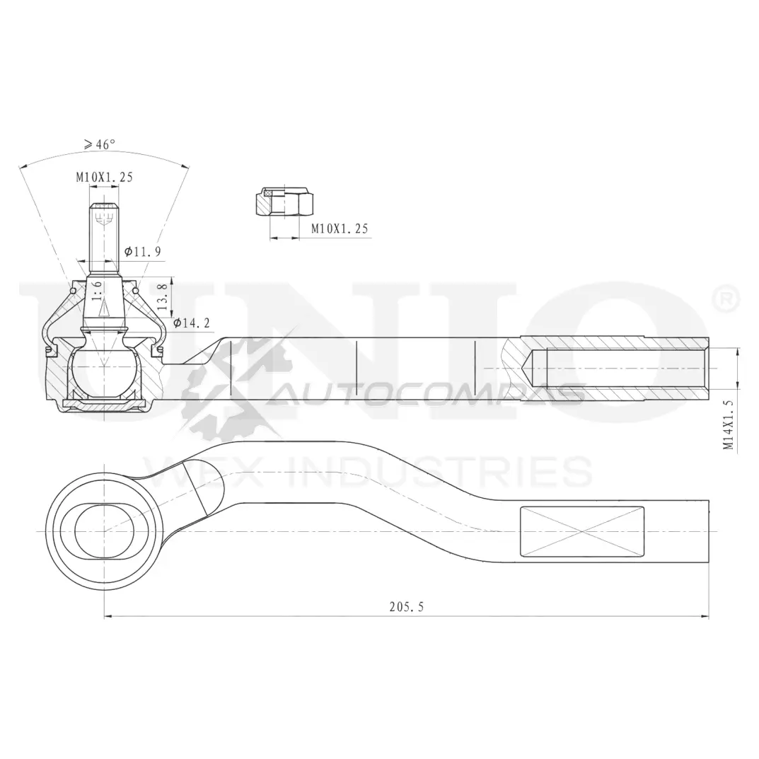 Наконечник рулевой левый UNIO SSP-10167 1441315421 T ILE21U