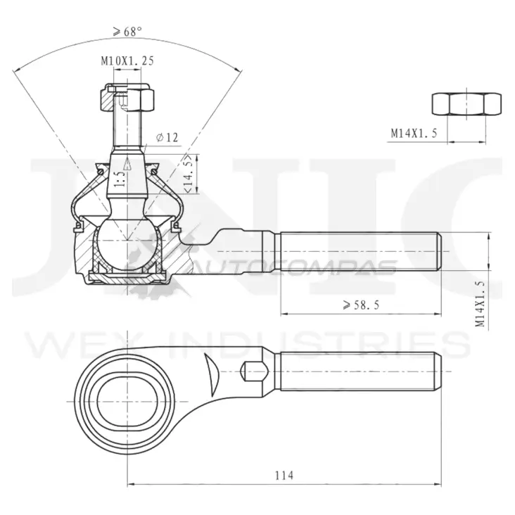 Наконечник рулевой левый UNIO SSP-10070 1441315422 71DL G