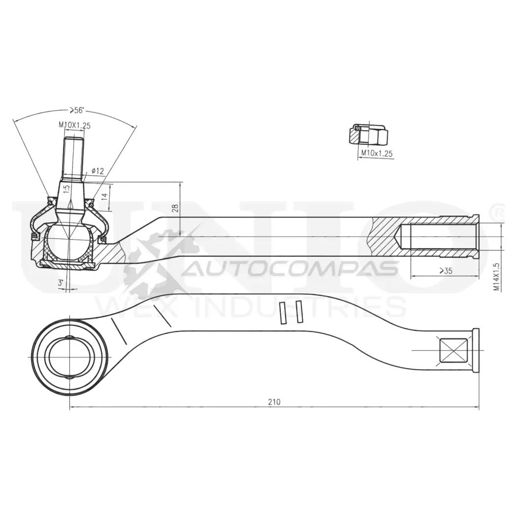 Наконечник рулевой левый UNIO IU UQN6 1441315427 SSP-10136