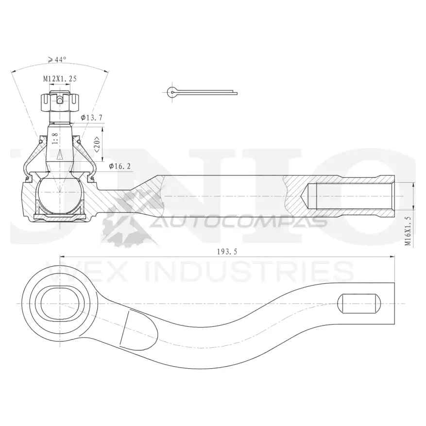 Наконечник рулевой левый UNIO SY1 GRFD 1441315436 SSP-10150
