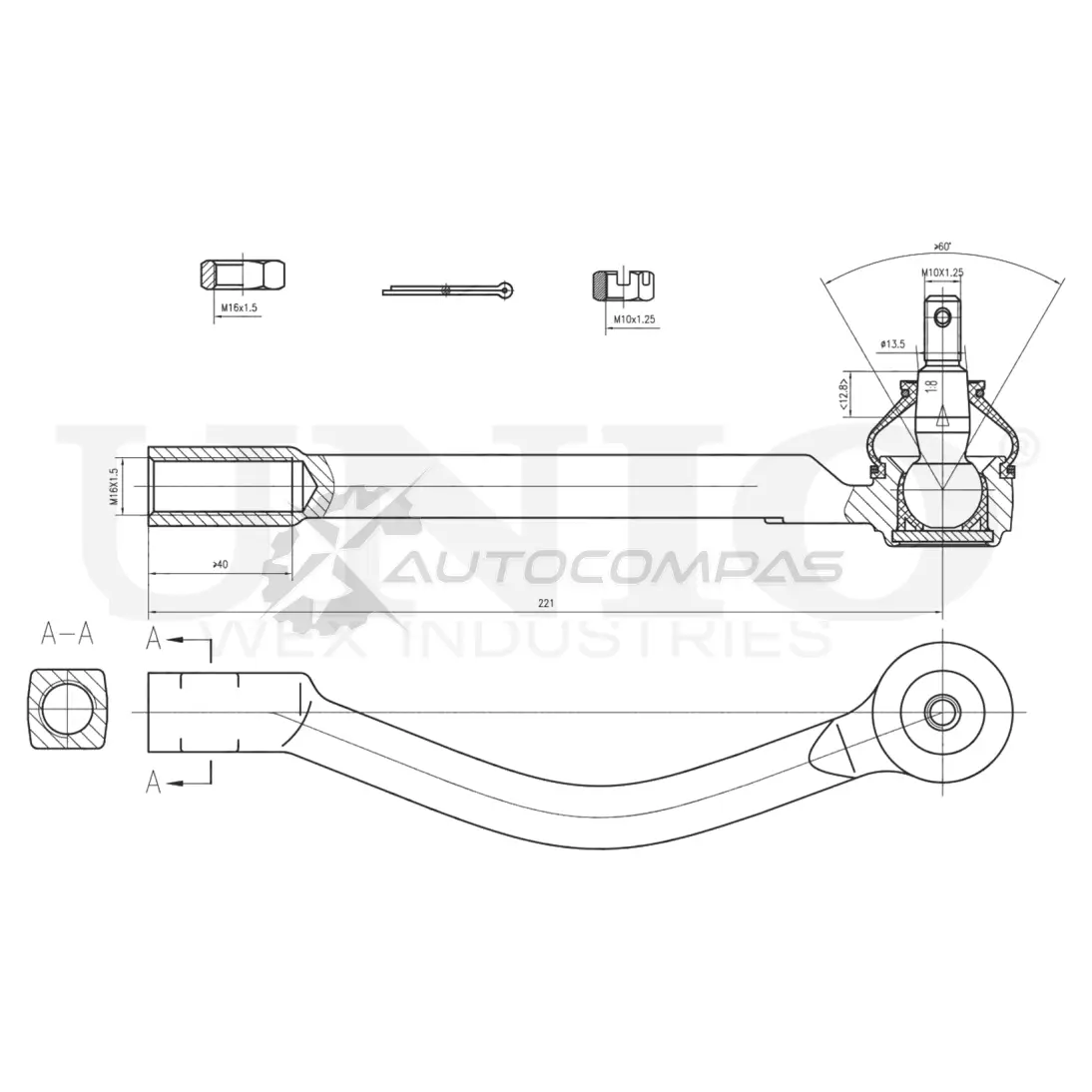 Наконечник рулевой левый UNIO SSP-10094 BSVV3 Y9 1441315439