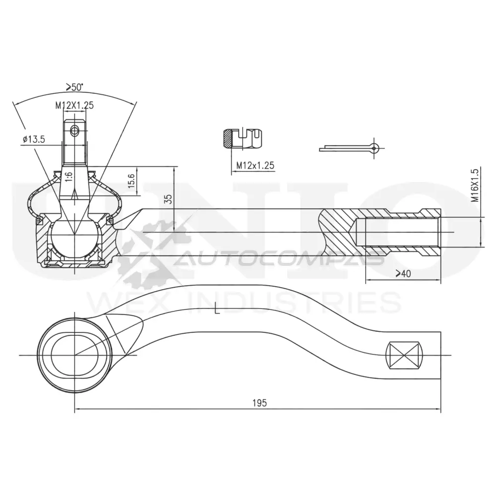 Наконечник рулевой левый UNIO 1441315455 SSP-10005 51O5VZ 0