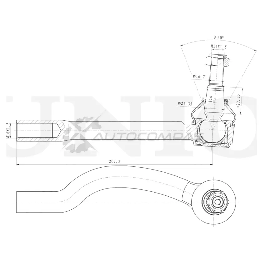 Наконечник рулевой левый UNIO SSP-10096 1441315458 PU3AD 2
