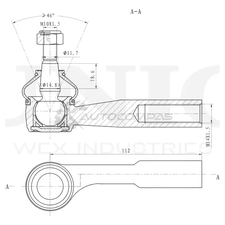 Наконечник рулевой левый UNIO TQN IO 1441315461 SSP-10132