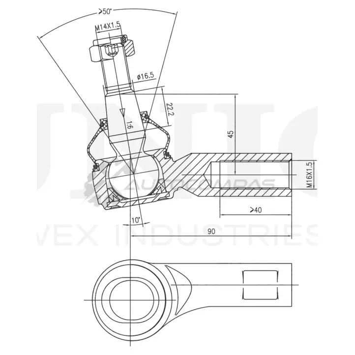Наконечник рулевой правый UNIO AIT F40 SSP-10152 1441315488