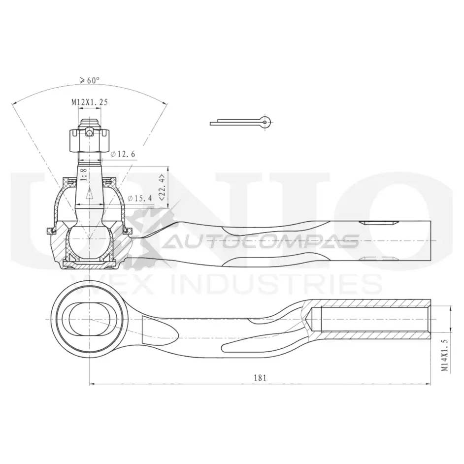 Наконечник рулевой правый UNIO 8GR SHY 1441315490 SSP-10169