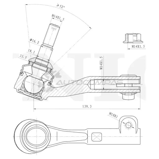 Наконечник рулевой правый UNIO T3MWR O 1441315496 SSP-10186