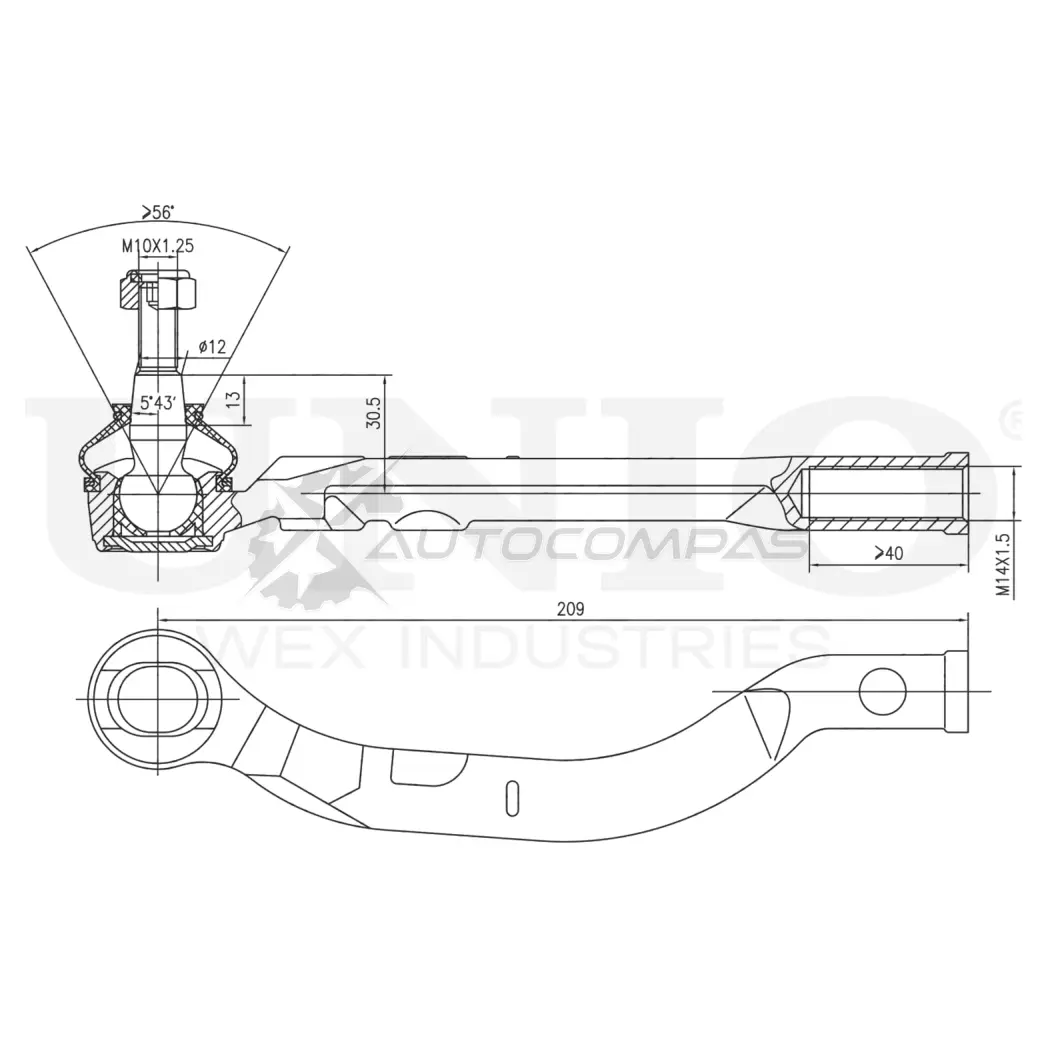 Наконечник рулевой правый UNIO 1441315505 SSP-10133 D 6I8F75