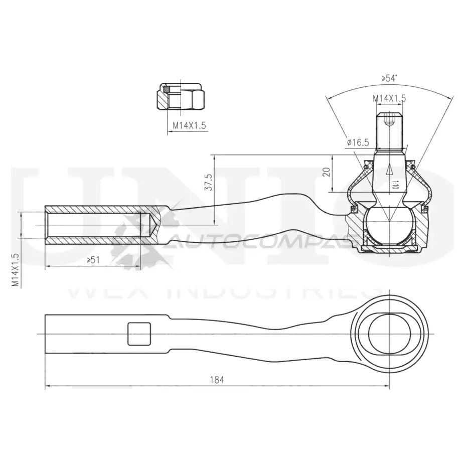 Наконечник рулевой правый UNIO SSP-10116 1441315523 GSDK H