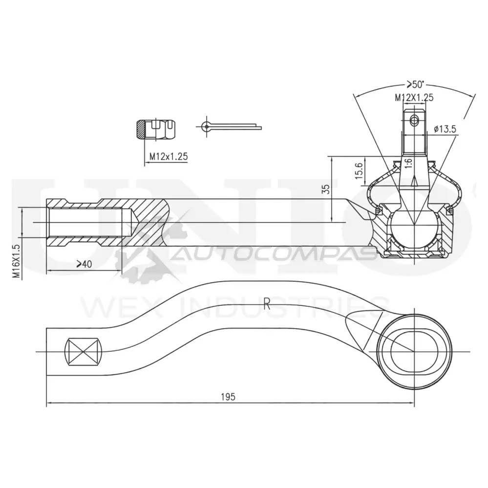 Наконечник рулевой правый UNIO HQ MP7M SSP-10006 1441315528 изображение 0