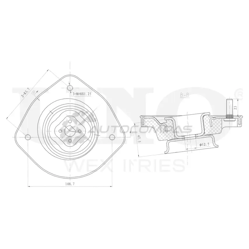 Опора амортизатора задняя UNIO 1441315546 RMP-13139 3K V79