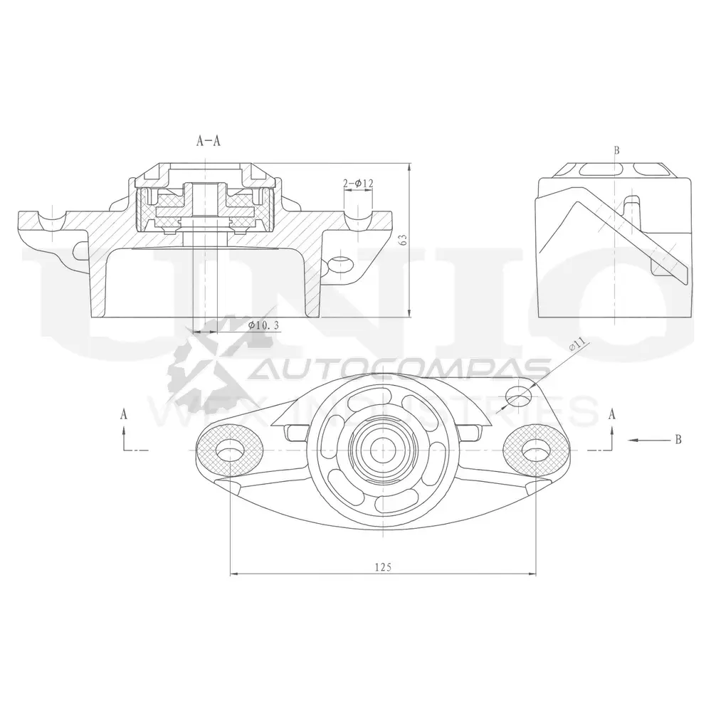 Опора амортизатора задняя UNIO KHQ XJ RMP-13058 1441315553