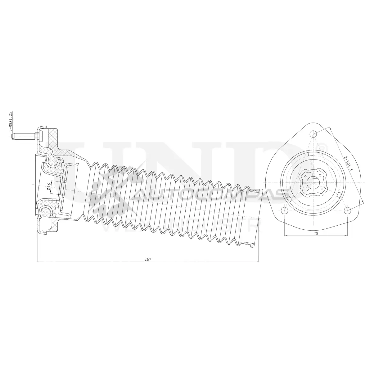 Опора амортизатора задняя левая UNIO 1441315564 RMP-13123 I 8KL8SJ