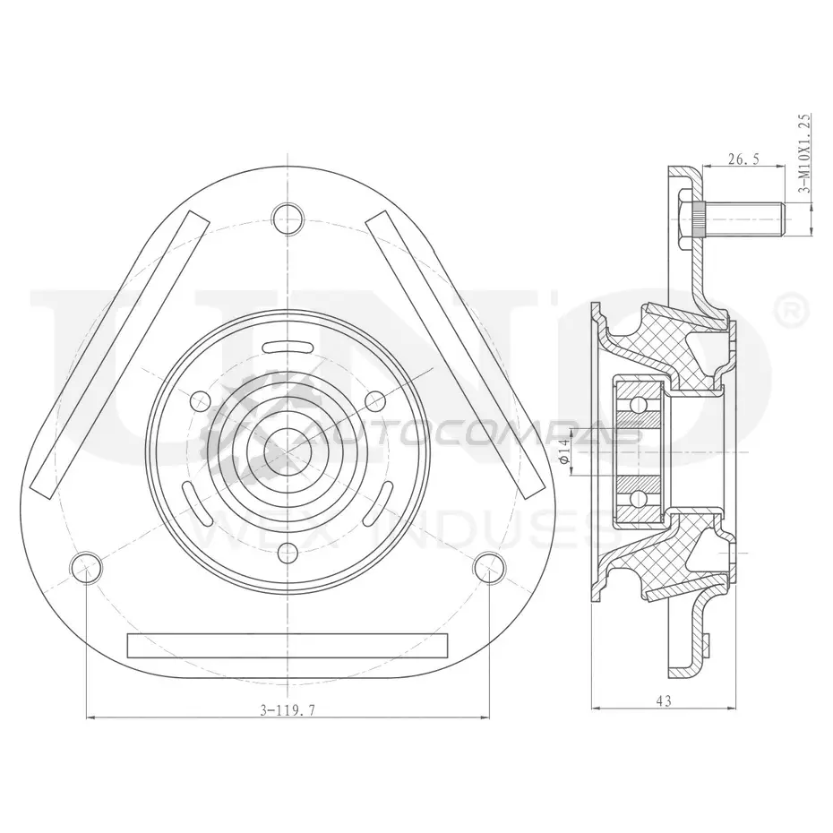 Опора амортизатора передняя UNIO RMP-13111 ZX5G O 1441315577