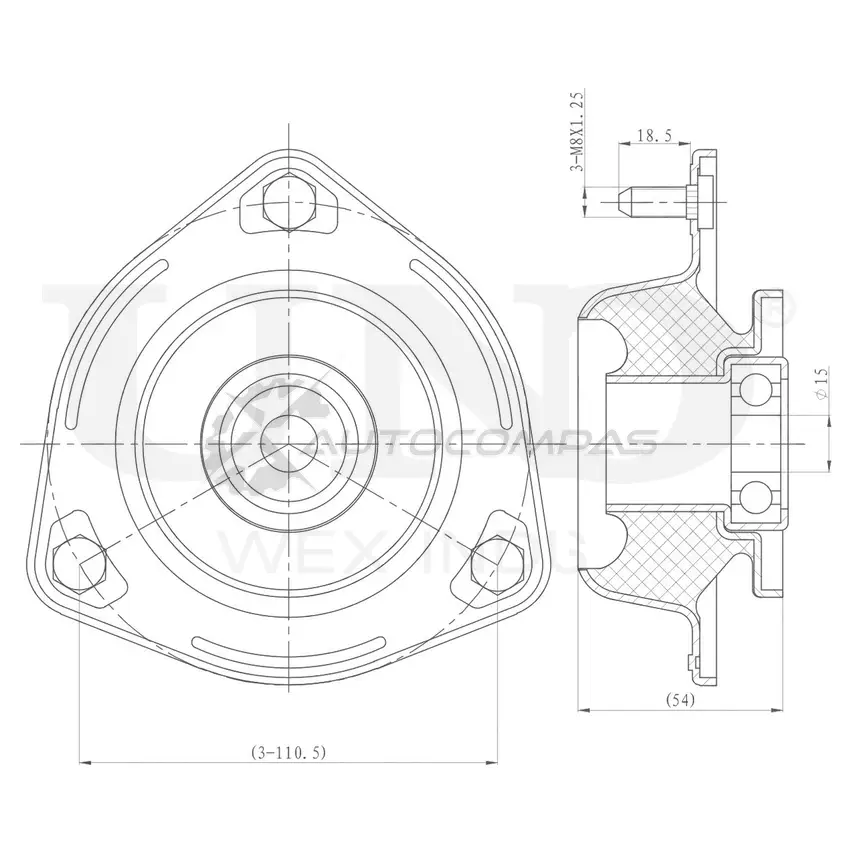 Опора амортизатора передняя UNIO 1441315595 O6 L8DRX RMP-13035