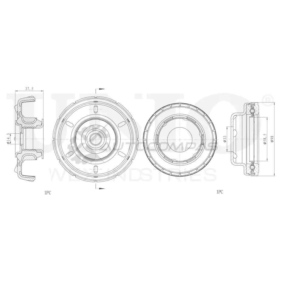 Опора амортизатора передняя UNIO 1441315606 VNKKN 30 RMP-13052