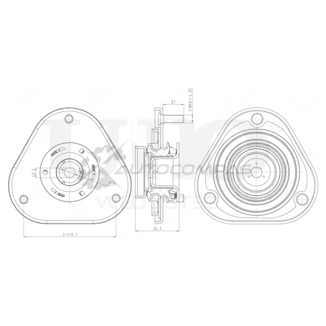 Опора амортизатора передняя UNIO RMP-13072 X Q0ARAO 1441315608