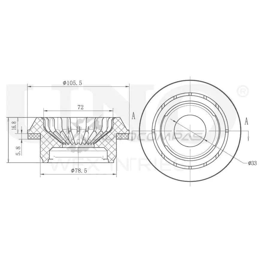 Опора амортизатора передняя UNIO B 4A2UU6 1441315623 RMP-13030
