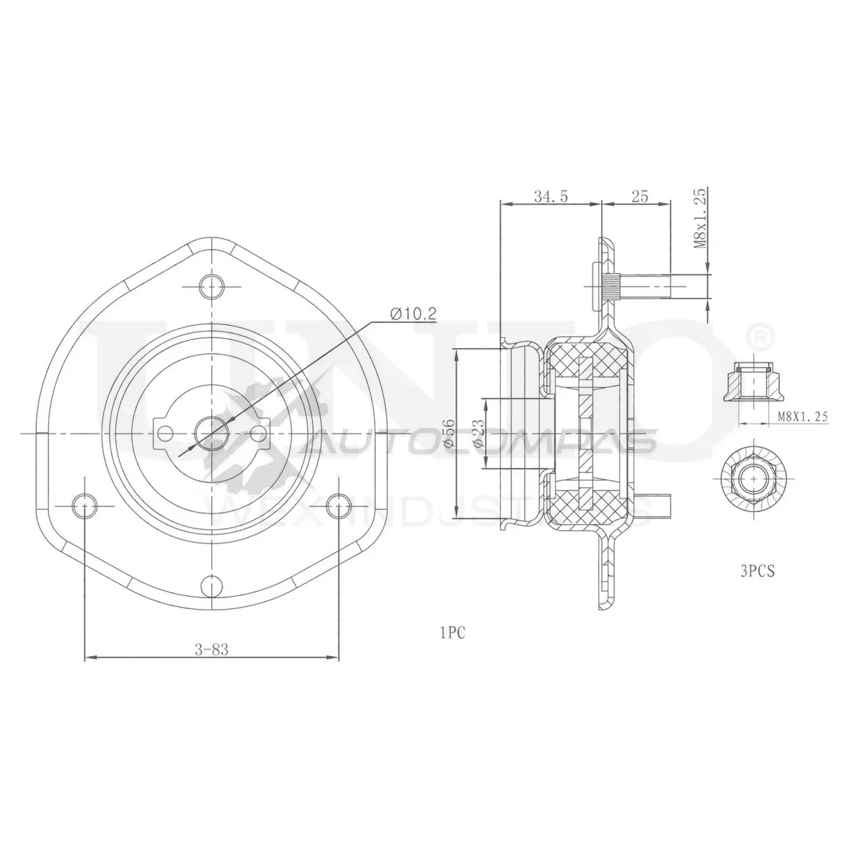 Опора амортизатора передняя UNIO Z1 18W RMP-13042 1441315629 изображение 0