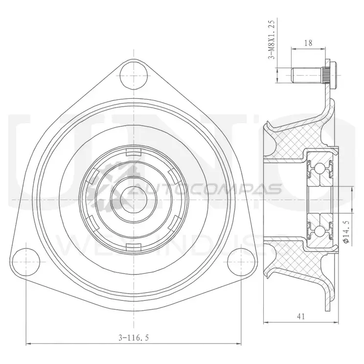 Опора амортизатора передняя UNIO RMP-13153 P0 KC81U 1441315634