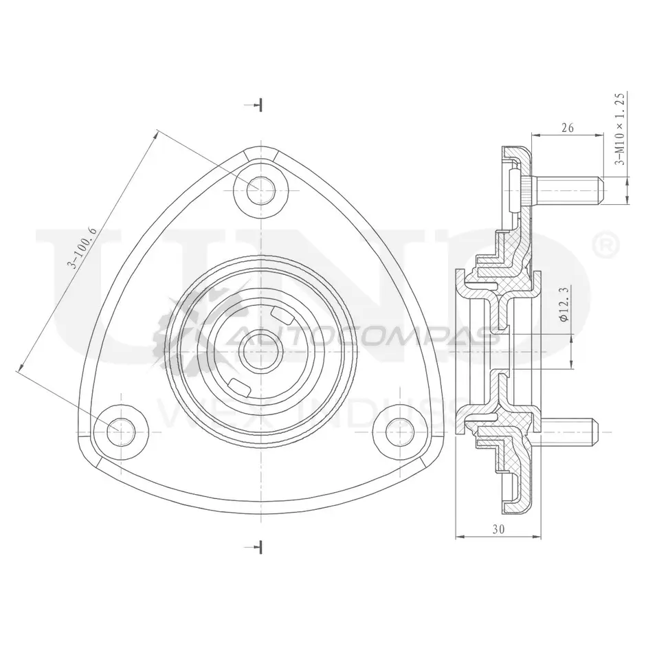 Опора амортизатора передняя UNIO RMP-13066 TO UV8G6 1441315635