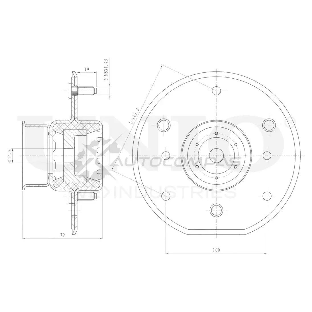 Опора амортизатора передняя UNIO X 6SGK 1441315652 RMP-13061