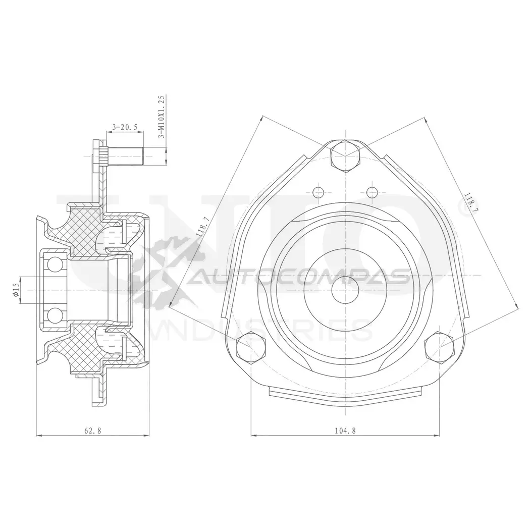 Опора амортизатора передняя UNIO R MIP4DK 1441315654 RMP-13116