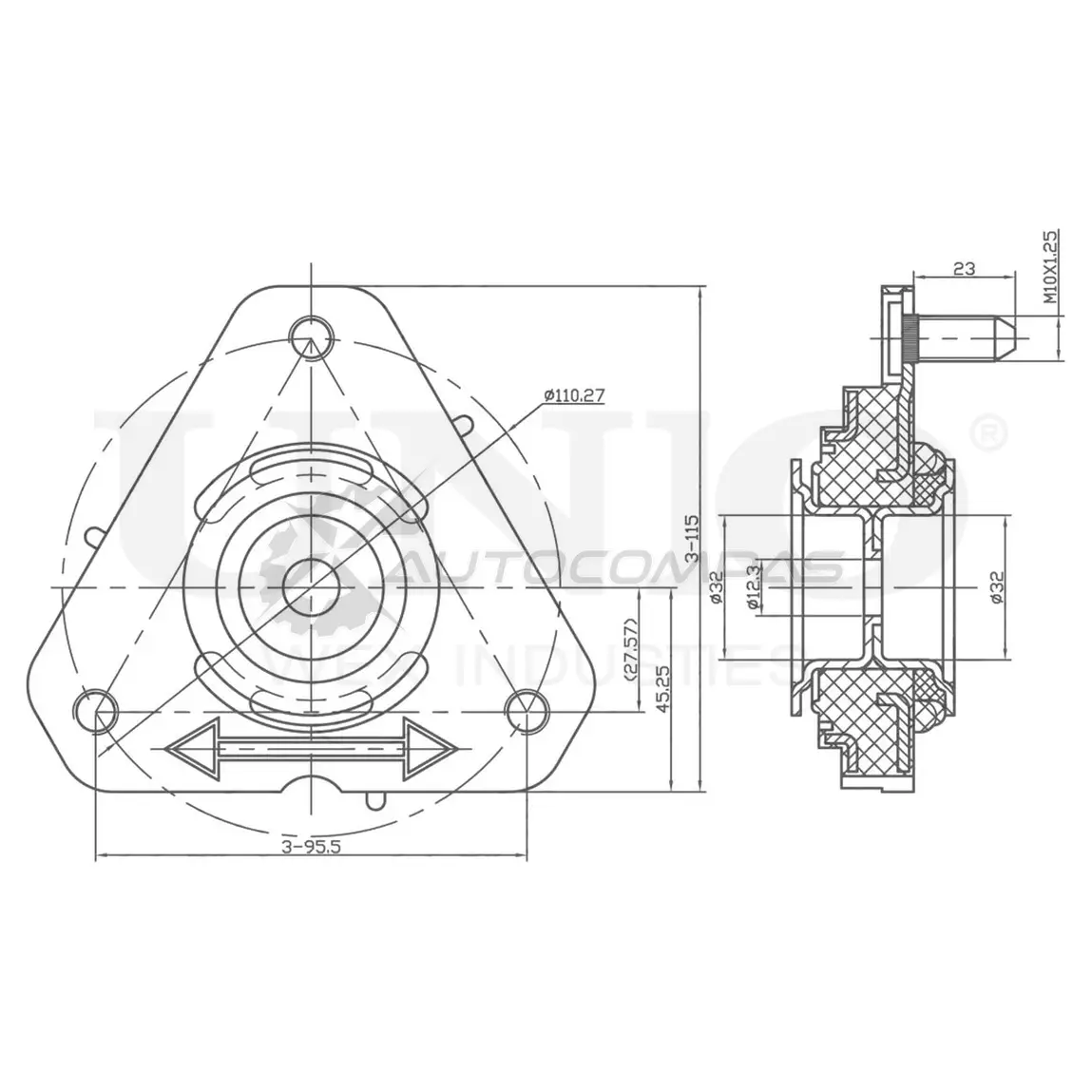 Опора амортизатора передняя UNIO 1441315670 RMP-13090 EQV60 ZY