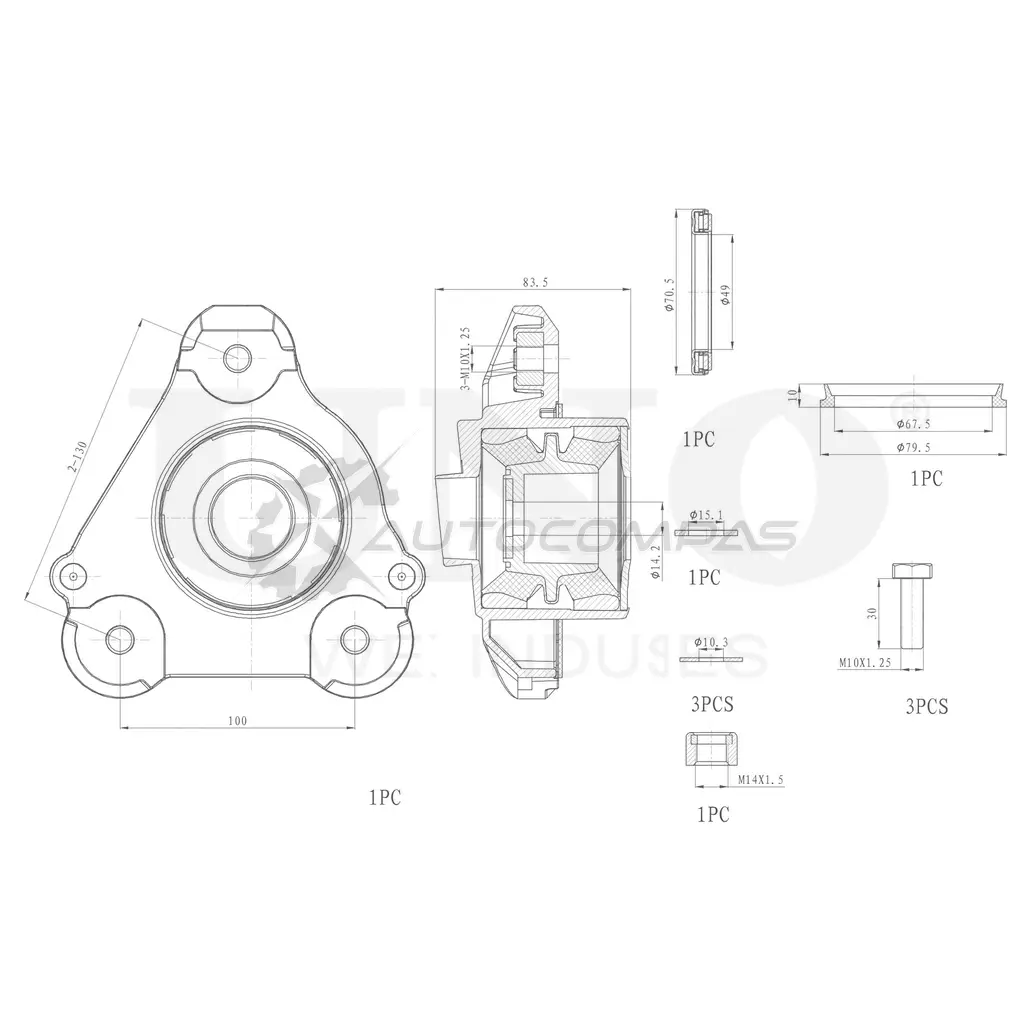 Опора амортизатора передняя левая UNIO 1441315676 FQ IG1MZ RMP-13074