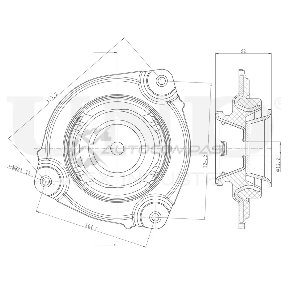Опора амортизатора передняя левая UNIO RMP-13069 2 C4XANQ 1441315683