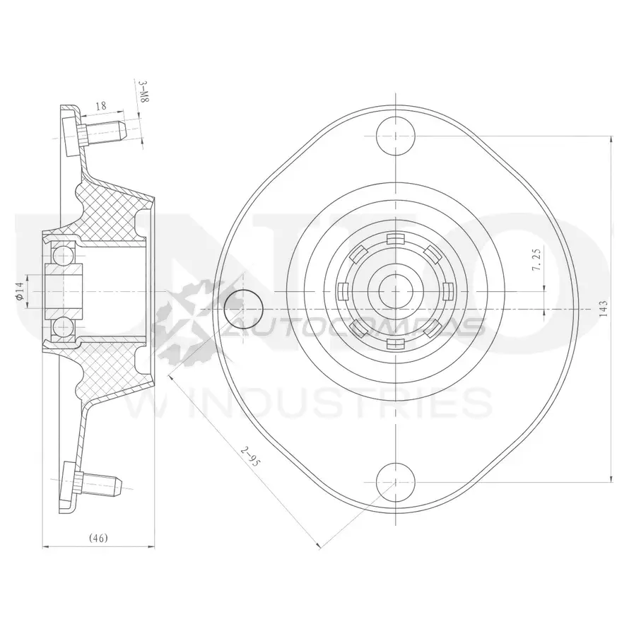 Опора амортизатора передняя левая UNIO Y62LC E 1441315684 RMP-13086