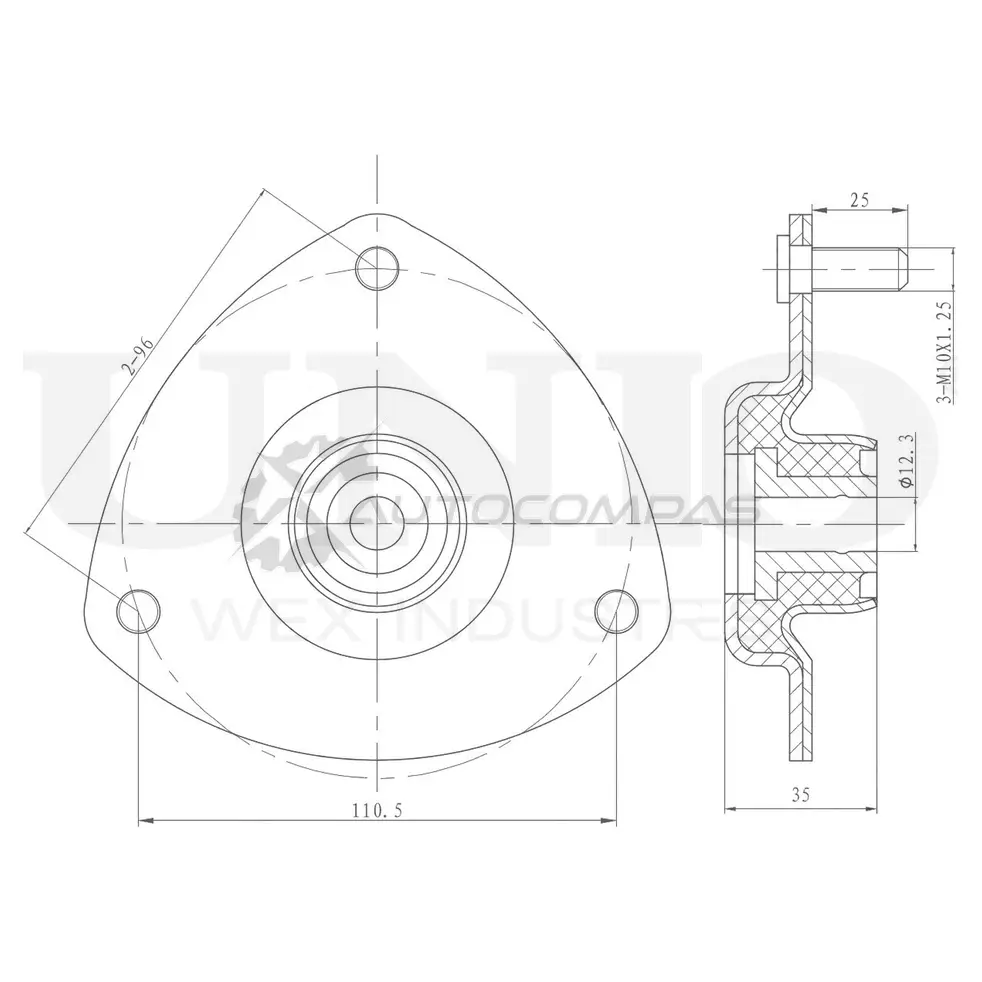 Опора амортизатора передняя правая UNIO HR4C O RMP-13088 1441315685