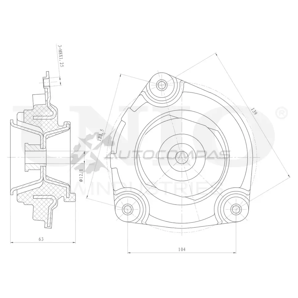 Опора амортизатора передняя правая UNIO RMP-13048 1441315687 8 I4NX