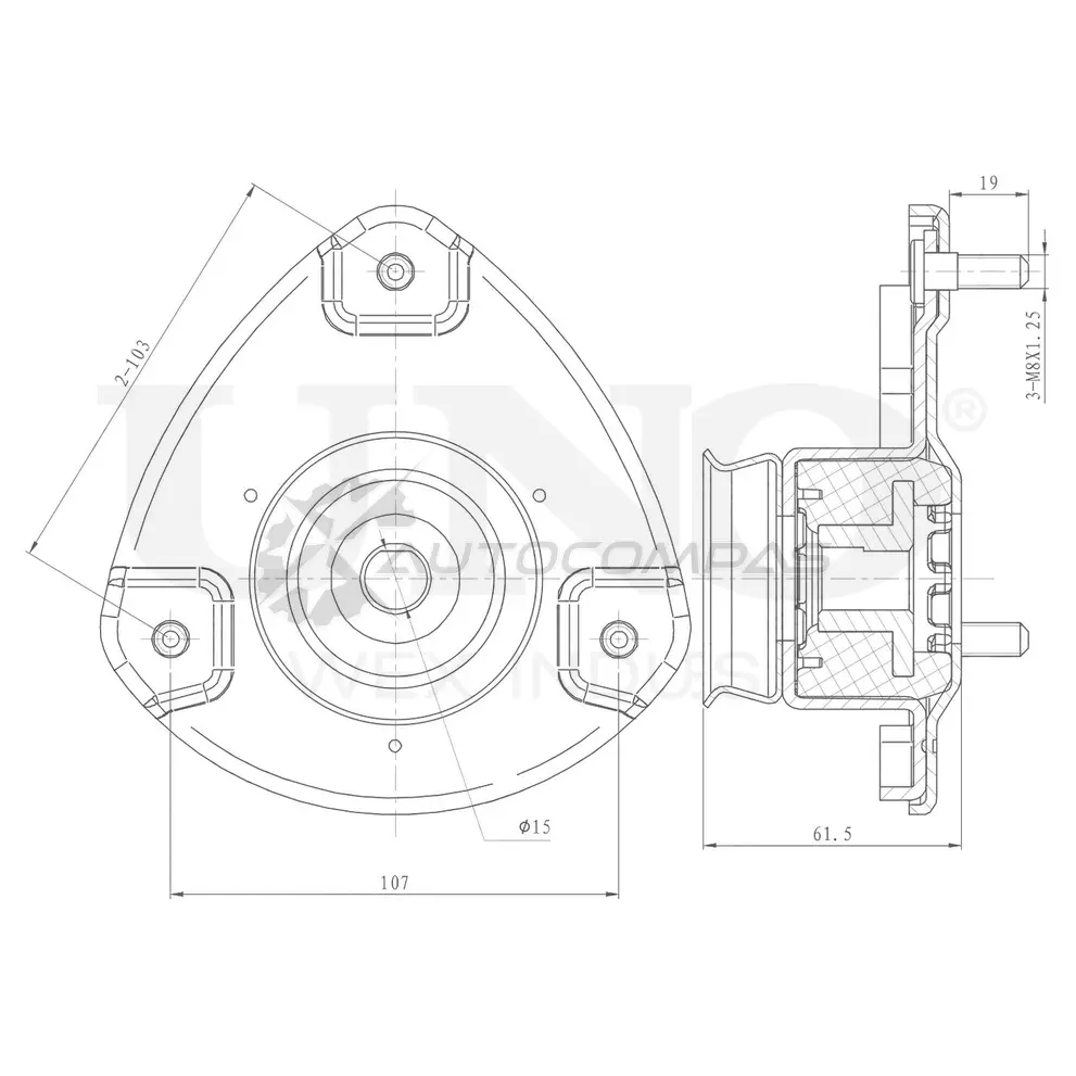 Опора амортизатора передняя правая UNIO JD 1B2 RMP-13138 1441315692