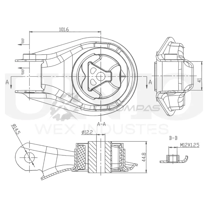 Опора двигателя задняя UNIO X1 2P20Z 1441315705 RMP-15146