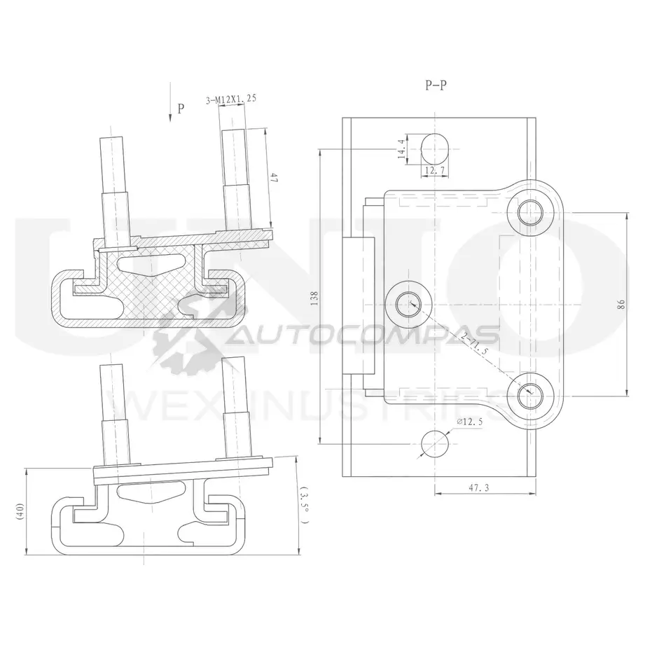 Опора двигателя задняя UNIO 1441315722 RMP-15090 SUK D53K