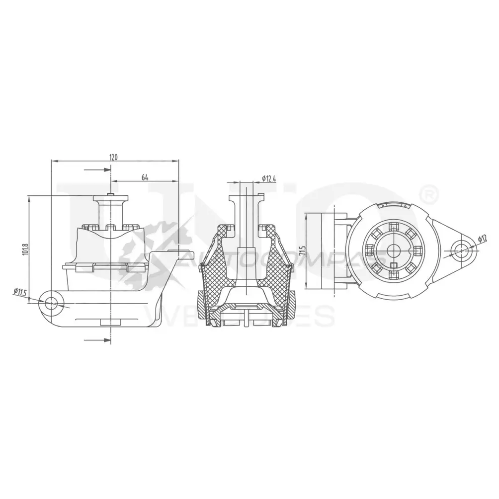 Опора двигателя задняя UNIO RMP-15028 LF1FT 0V 1441315733