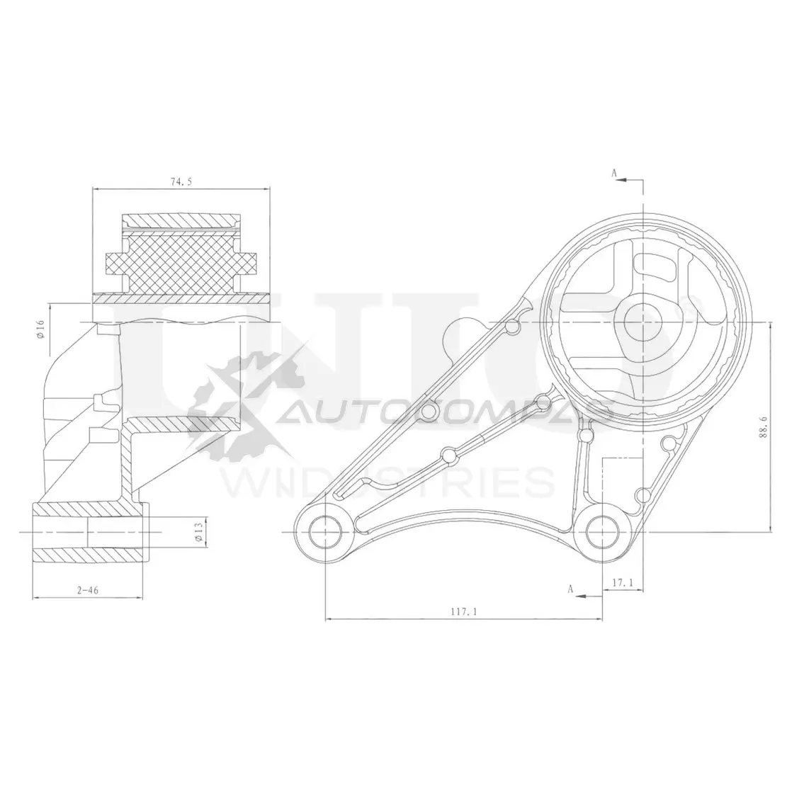 Опора двигателя передняя UNIO AJ06 K 1441315765 RMP-15005
