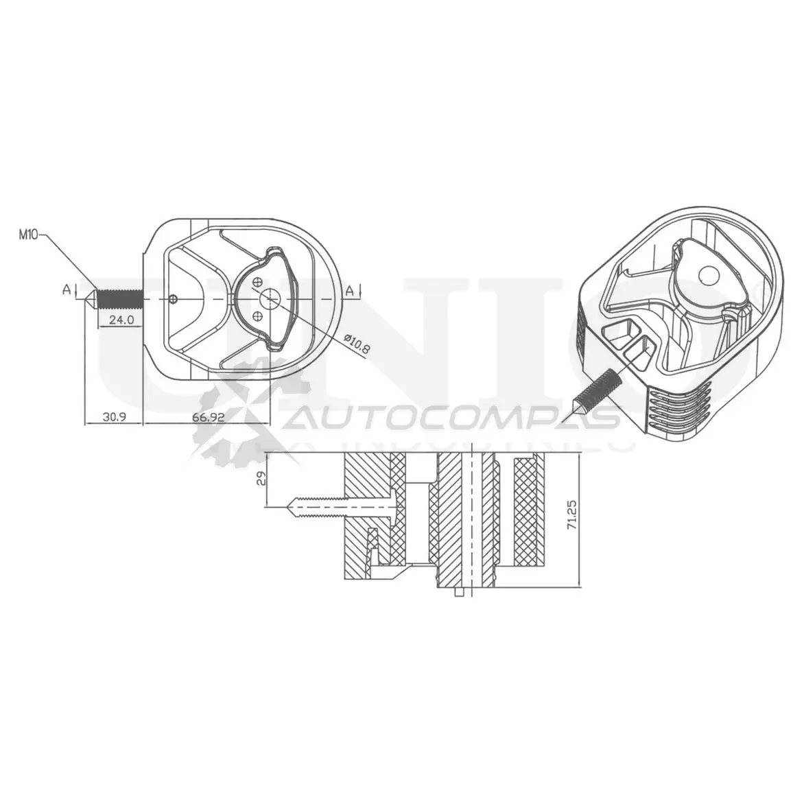 Опора двигателя передняя UNIO 1441315773 RMP-15140 B RC4JC